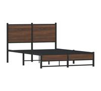 vidaXL Metal Bed Frame with Headboard Bed Brown Oak 120x190 cm Small Double