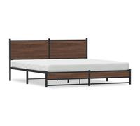 vidaXL Metal Bed Frame with Headboard Bed Brown Oak 180x200 cm Super King