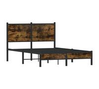 vidaXL Metal Bed Frame with Headboard Bed Smoked Oak 120x190 cm Small Double