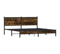 vidaXL Metal Bed Frame with Headboard Bed Smoked Oak 180x200 cm Super King