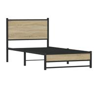 vidaXL Metal Bed Frame with Headboard Bed Sonoma Oak 75x190 cm Small Single
