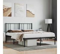 vidaXL Metal Bed Frame with Headboard Black 120x200 cm 04 UK HOT