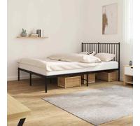 vidaXL Metal Bed Frame with Headboard Black 140x200 cm 02 UK HOT