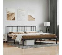 vidaXL Metal Bed Frame with Headboard Black 193x203 cm 05 UK HOT