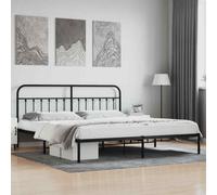 vidaXL Metal Bed Frame with Headboard Black 200x200 cm UK HOT