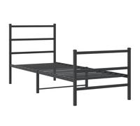 vidaXL Metal Bed Frame with Headboard & Footboard Black 75x190 cm Small Single