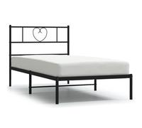 vidaXL Metal Bed Frame with Headboard Mattress Foundation Black 100x190 cm