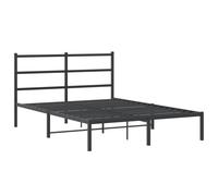 vidaXL Metal Bed Frame without Mattress with Headboard Black 140x200cm