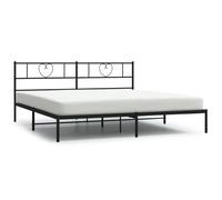 vidaXL Metal Bed Frame with Headboard Mattress Foundation Black 183x213 cm