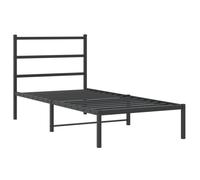 vidaXL Metal Bed Frame with Headboard Mattress Foundation Black 90x200 cm