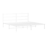 vidaXL Metal Bed Frame with Headboard Mattress Foundation White 193x203 cm