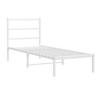 vidaXL Metal Bed Frame with Headboard Mattress Foundation White 80x200 cm