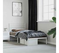 vidaXL Metal Bed Frame with Headboard White 100x200 cm 04 UK HOT