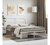 vidaXL Metal Bed Frame with Headboard White 140x200 cm UK HOT