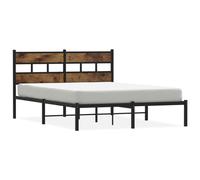 vidaXL Metal Bed Frame without Mattress Bed Smoked Oak 150x200 cm King Size