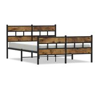 vidaXL Metal Bed Frame without Mattress Bed Smoked Oak 150x200 cm King Size
