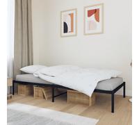 Bed Frame Steel Black 90x200 cm Metal Slatted Platform with Underbed Storage UK [EEK: A]
