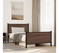 vidaXL Metal Bed Frame without Mattress Brown Oak 107x203 cm