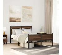 vidaXL Metal Bed Frame without Mattress Brown Oak 120x190 cm Small Double