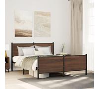 vidaXL Metal Bed Frame without Mattress Brown Oak 140x190 cm