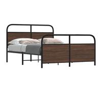 vidaXL Metal Bed Frame without Mattress Brown Oak 140x200 cm