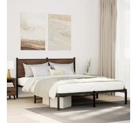 vidaXL Metal Bed Frame without Mattress Brown Oak 140x200 cm