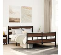 vidaXL Metal Bed Frame without Mattress Brown Oak 150x200 cm King Size