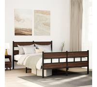 vidaXL Metal Bed Frame without Mattress Brown Oak 150x200 cm King Size
