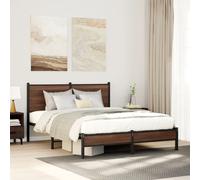 vidaXL Metal Bed Frame without Mattress Brown Oak 150x200 cm King Size