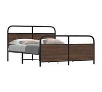 vidaXL Metal Bed Frame without Mattress Brown Oak 160x200 cm
