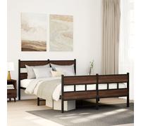vidaXL Metal Bed Frame without Mattress Brown Oak 160x200 cm