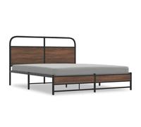 vidaXL Metal Bed Frame without Mattress Brown Oak 160x200 cm bedroom furniture