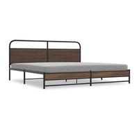 vidaXL Metal Bed Frame without Mattress Brown Oak 183x213 cm bedroom furniture
