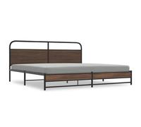 vidaXL Metal Bed Frame without Mattress Brown Oak 193x203 cm bedroom furniture