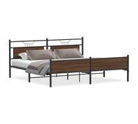 vidaXL Metal Bed Frame without Mattress Brown Oak 193x203 cm double bed