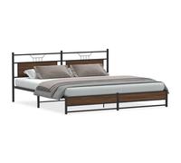 vidaXL Metal Bed Frame without Mattress Brown Oak 193x203 cm double bed