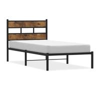 vidaXL Metal Bed Frame without Mattress Home Bed Base Smoked Oak 107x203 cm