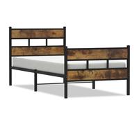 vidaXL Metal Bed Frame without Mattress Home Bed Base Smoked Oak 107x203 cm
