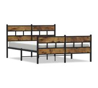 vidaXL Metal Bed Frame without Mattress Home Bed Base Smoked Oak 160x200 cm