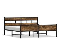 vidaXL Metal Bed Frame without Mattress Home Bed Base Smoked Oak 193x203 cm