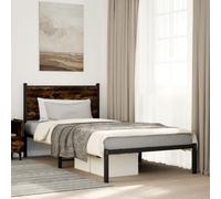 vidaXL Metal Bed Frame without Mattress Smoked Oak 100x190 cm