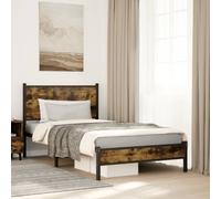 vidaXL Metal Bed Frame without Mattress Smoked Oak 107x203 cm