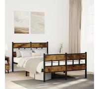 vidaXL Metal Bed Frame without Mattress Smoked Oak 120x190 cm Small Double