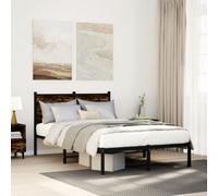 Vidaxl Metal Bed Frame Without Mattress Smoked Oak 120X190 Cm Small Double