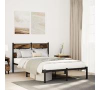 vidaXL Metal Bed Frame without Mattress Smoked Oak 120x190 cm Small Double