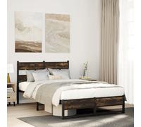 Metal Bed Frame without Mattress Smoked Oak 120x190 cm Small Double Uk Stock
