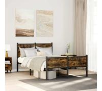 Metal Bed Frame without Mattress Smoked Oak 120x190 cm Small Double