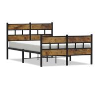 vidaXL Metal Bed Frame without Mattress Smoked Oak 120x190 cm Small Double