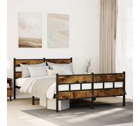 vidaXL Metal Bed Frame without Mattress Smoked Oak 135x190 cm Double