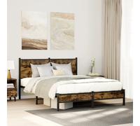 vidaXL Metal Bed Frame without Mattress Smoked Oak 140x190 cm